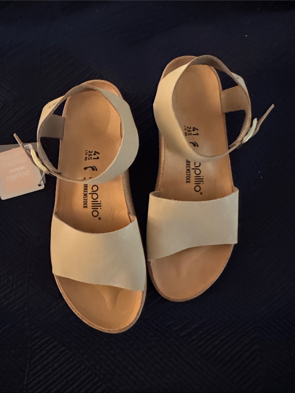 Papillio Women's Beige Leather Ankle-Strap Sandals